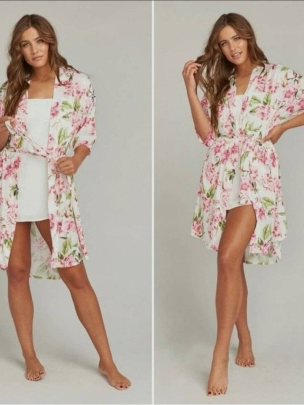 Show Me Your MuMu Garden of Blooms Pink & Green Floral Kimono Robe 🌸 NWT 🌸